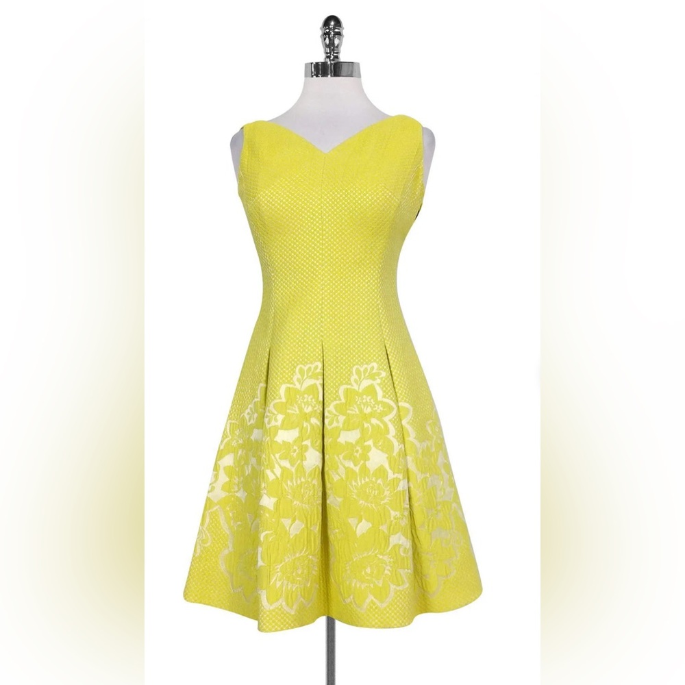 Karen Millen Yellow Embellished Pleated Mini Dress